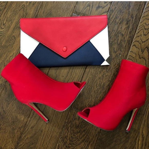 🔥New🔥 Size 8.5 Left. Red Peep Toe Booties. - Picture 8 of 8